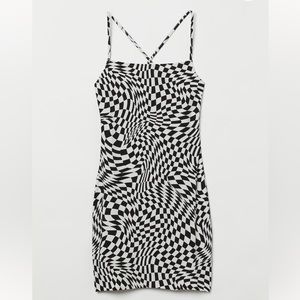 Checkered Black and White Spaghetti Strap Dress